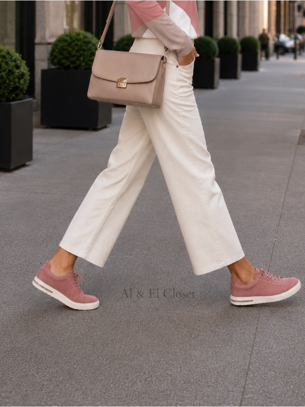 Birkenstock Men's Suede Sneakers in Dusty Rose with Cream Sole